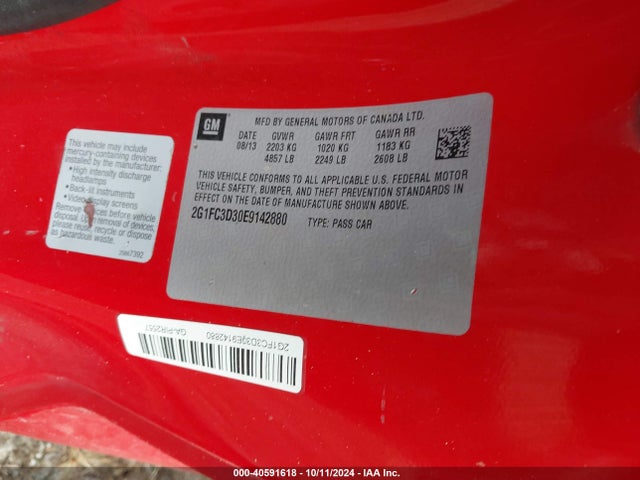 Chevrolet Camaro 2lt 2014 2G1FC3D30E9142880 Image 9