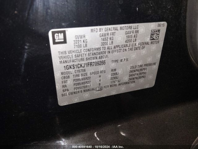1GKS1CKJ1FR709266 GMC YUKON DENALI