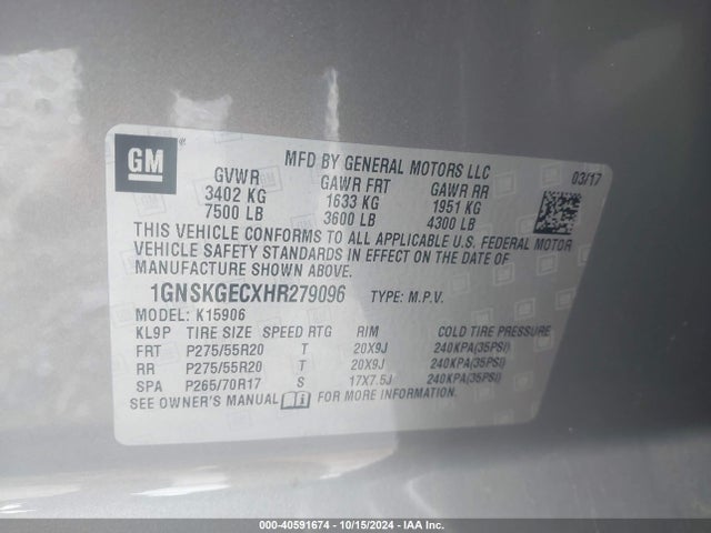 Chevrolet Suburban Ls 2017 1GNSKGECXHR279096 Image 9