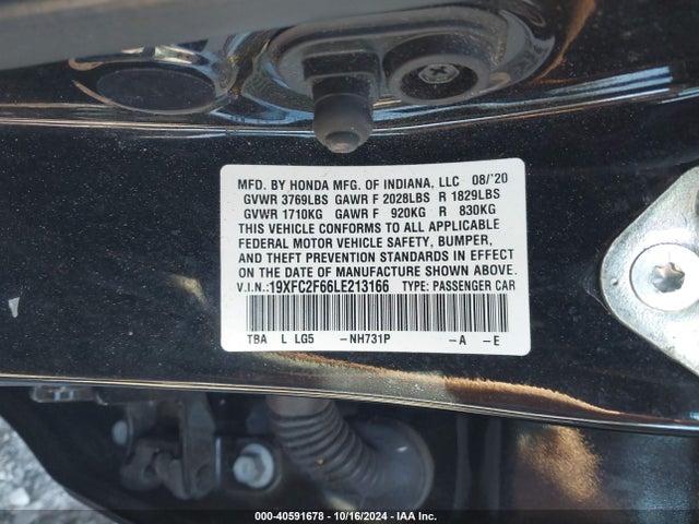 Honda Civic Lx 2020 19XFC2F66LE213166 Image 9