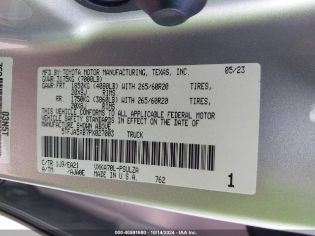 5TFJA5AB7PX027003 Toyota Tundra Limited