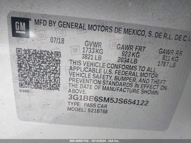 Chevrolet Cruze Lt Auto 2018 3G1BE6SM5JS654122 Image 9