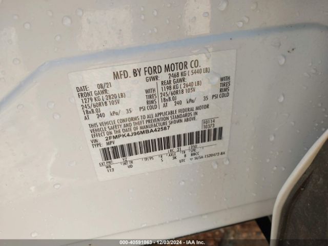 2FMPK4J96MBA42587 Ford EDGE SEL