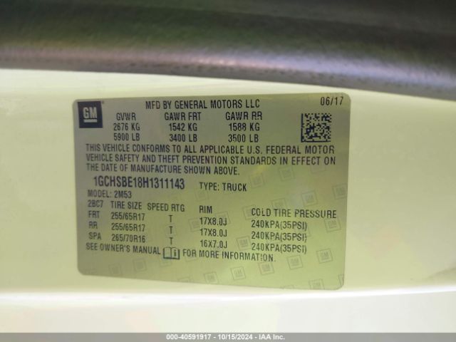 1GCHSBE18H1311143 Chevrolet Colorado Wt