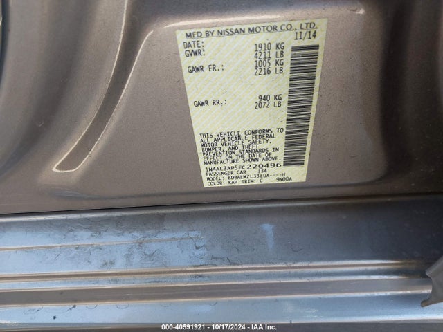 Nissan Altima 2.5 Sv 2015 1N4AL3AP5FC220496 Image 12