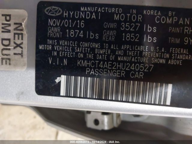 KMHCT4AE2HU240527 Hyundai ACCENT SE