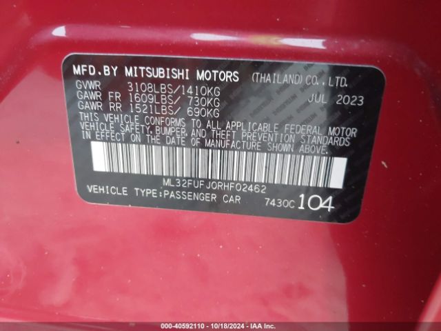 ML32FUFJ0RHF02462 Mitsubishi Mirage G4 Es
