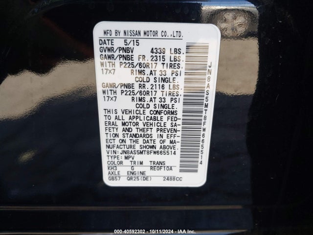 Nissan Rogue Select S 2015 JN8AS5MT8FW665514 Image 9