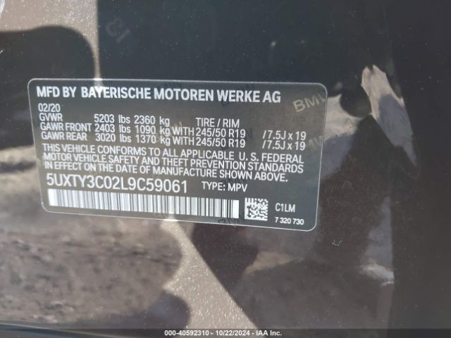 5UXTY3C02L9C59061 BMW X3 Sdrive30i