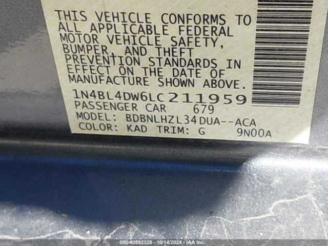 1N4BL4DW6LC211959 Nissan Altima Sv Intelligent Awd