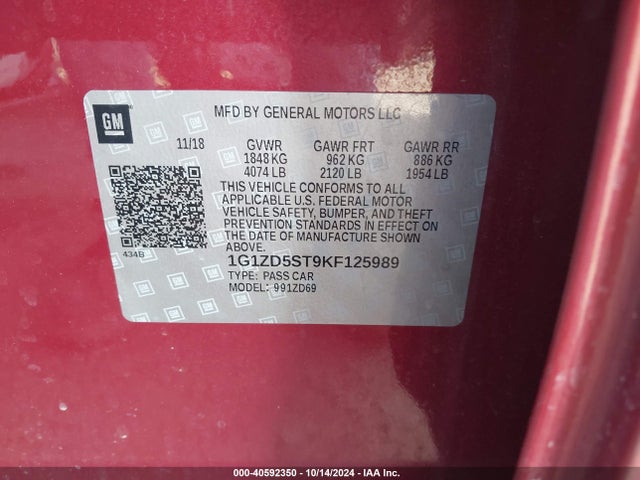 Chevrolet MALIBU LT 2019 1G1ZD5ST9KF125989 Image 9