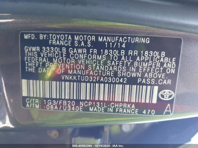 VNKKTUD32FA030042 Toyota YARIS LE