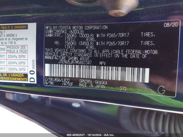 Toyota 4runner Sr5 Premium 2021 JTENU5JR7M5847347 Image 9