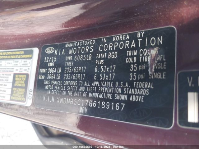 KNDMB5C17G6189167 KIA SEDONA LX
