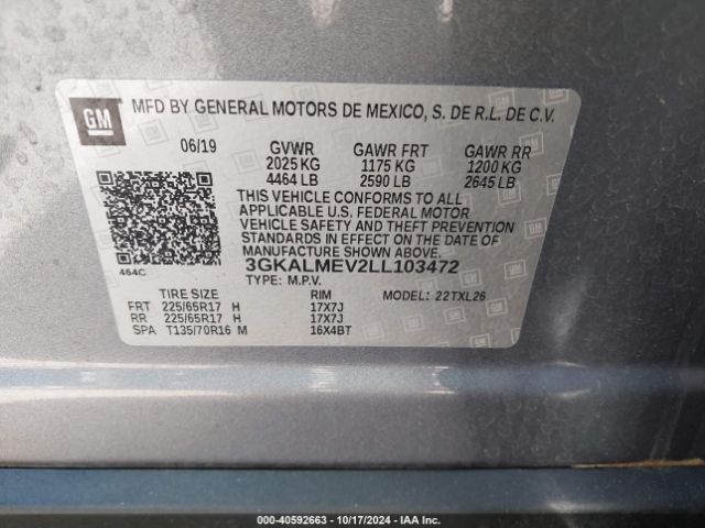 3GKALMEV2LL103472 GMC Terrain Fwd Sle