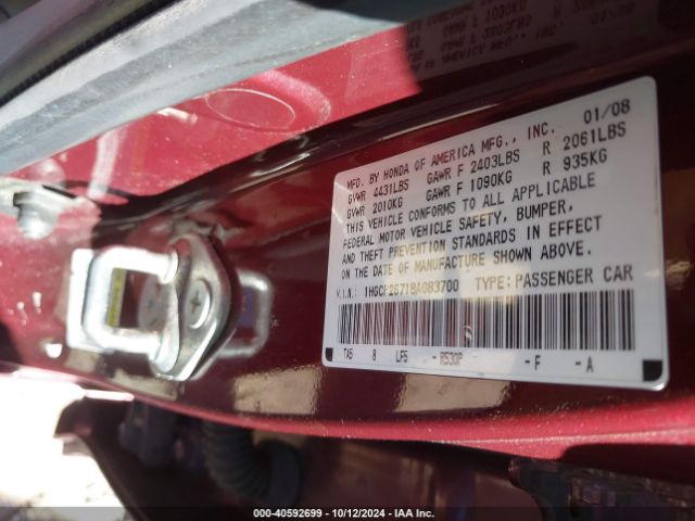 2008 HONDA ACCORD SDN 1HGCP26718A083700 Photo 8