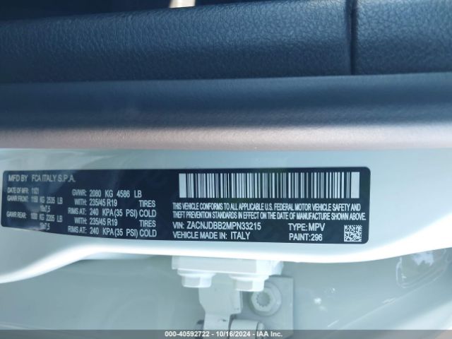 ZACNJDBB2MPN33215 Jeep Renegade 80th Anniversary 4x4