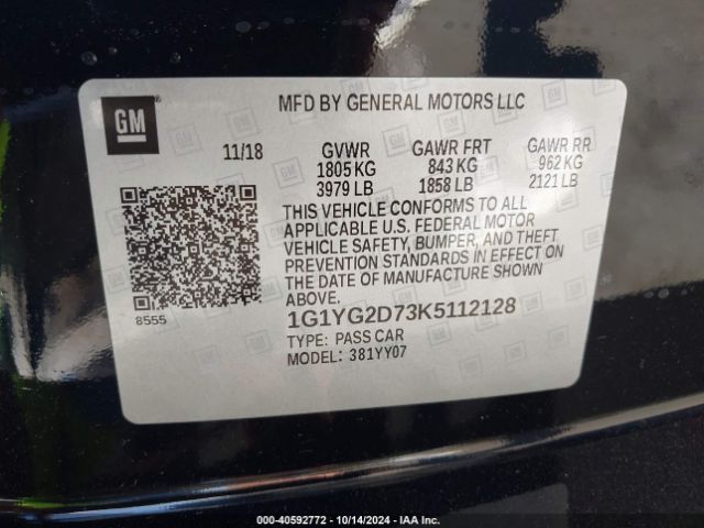 1G1YG2D73K5112128 Chevrolet Corvette Stingray Z51