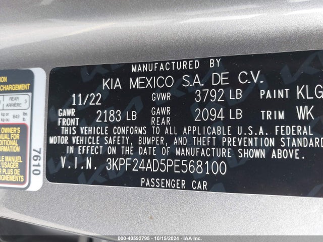 KIA Forte Lxs 2023 3KPF24AD5PE568100 Image 9