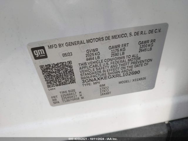 3GNAXKEGXRL102690 Chevrolet Equinox Fwd Lt