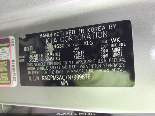 KNDPM3AC7N7999678 KIA Sportage Lx