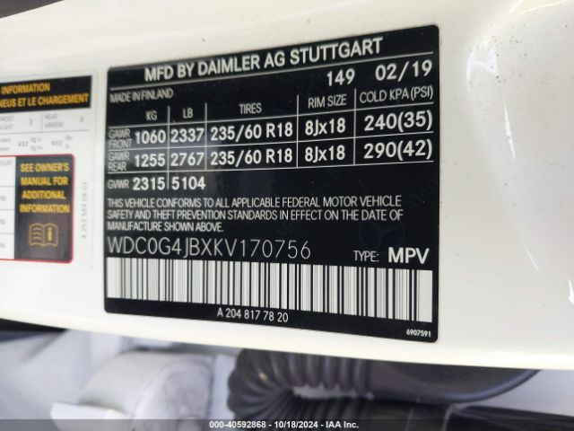 WDC0G4JBXKV170756 Mercedes-Benz GLC 300