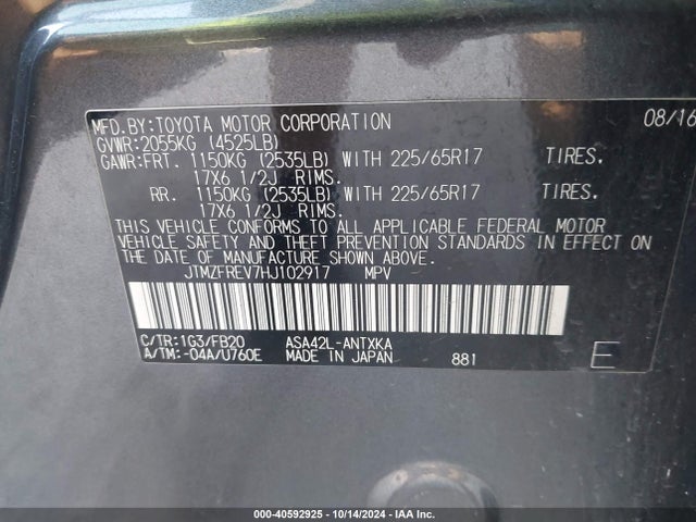 Toyota RAV4 LE 2017 JTMZFREV7HJ102917 Image 9