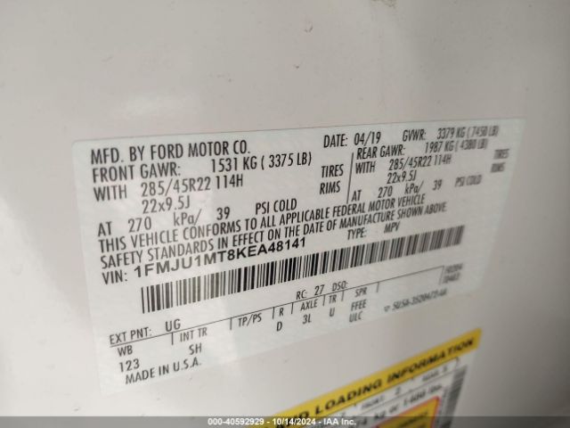 1FMJU1MT8KEA48141 Ford Expedition Platinum