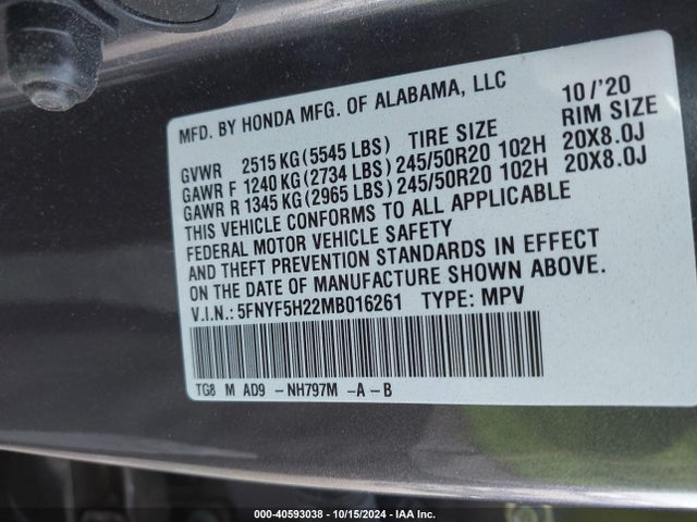 Honda Pilot 2wd Special Edition 2021 5FNYF5H22MB016261 Image 9