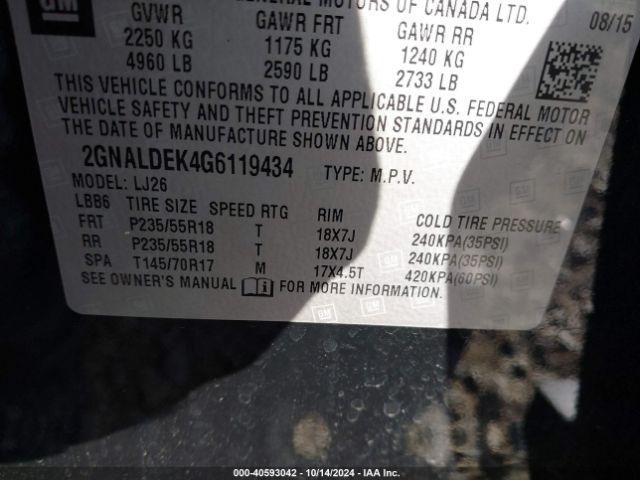 2GNALDEK4G6119434 Chevrolet Equinox Ltz