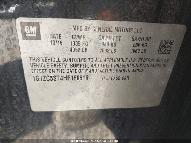 Chevrolet Malibu 1fl 2017 1G1ZC5ST4HF160516 Image 9