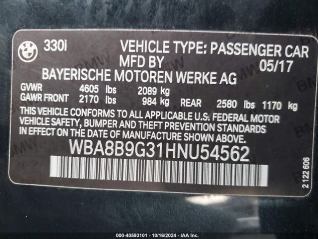 WBA8B9G31HNU54562 BMW 330I
