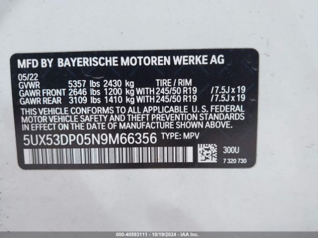 2022 BMW X3 5UX53DP05N9M66356 Photo 8