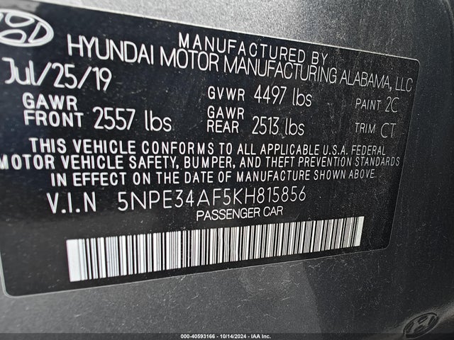 Hyundai SONATA SEL 2019 5NPE34AF5KH815856 Image 8