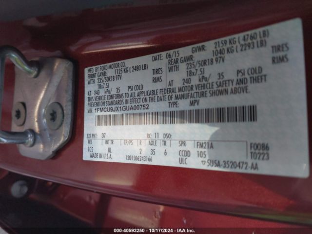 1FMCU9JX1GUA00752 Ford Escape Titanium