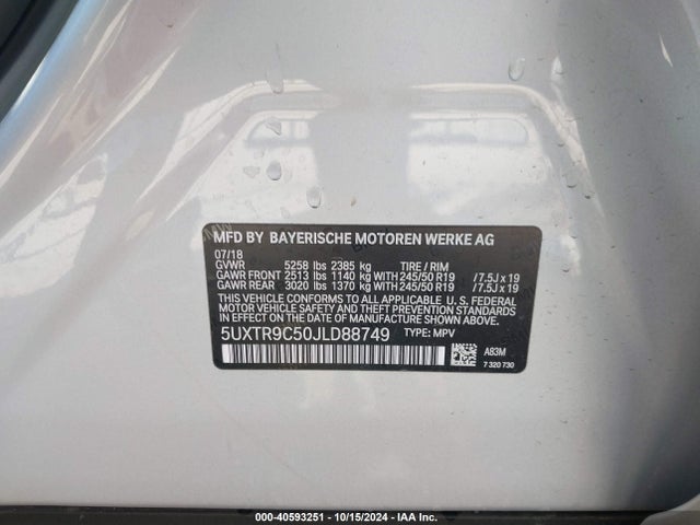 5UXTR9C50JLD88749 BMW X3 Xdrive30i