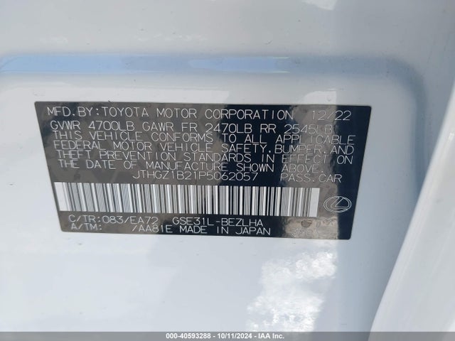 JTHGZ1B21P5062057 Lexus Is 350 F Sport