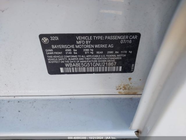2016 BMW 320I WBA8E5G51GNU21867 Photo 8