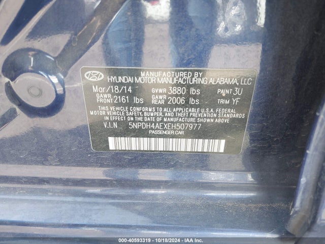 Hyundai ELANTRA SE 2014 5NPDH4AEXEH507977 Image 9