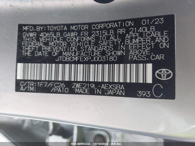 Toyota Corolla Hybrid Se 2023 JTDBCMFEXPJ003180 Image 9