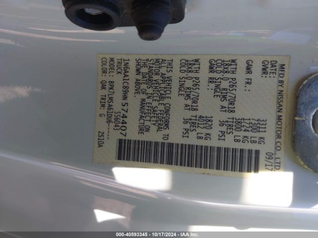 1N6AA1C89HN574407 Nissan TITAN S