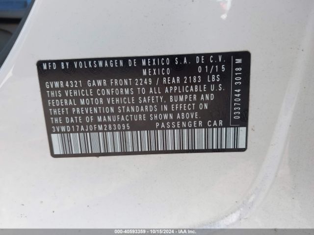 3VWD17AJ0FM283095 Volkswagen Jetta 1.8t Se