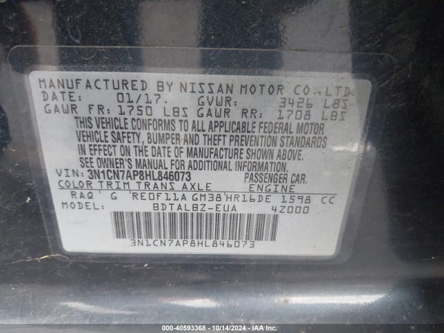 Nissan Versa 1.6 Sv 2017 3N1CN7AP8HL846073 Image 9