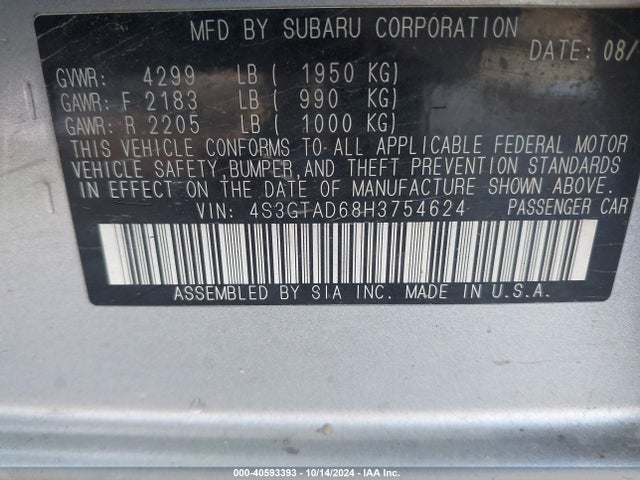 Subaru Impreza 2.0i Premium 2017 4S3GTAD68H3754624 Image 9