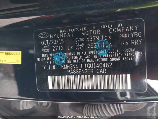 KMHGN4JE1GU140462 Hyundai Genesis 3.8