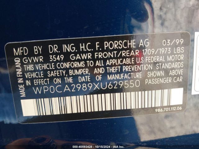 1999 PORSCHE BOXSTER WP0CA2989XU629550 Photo 8