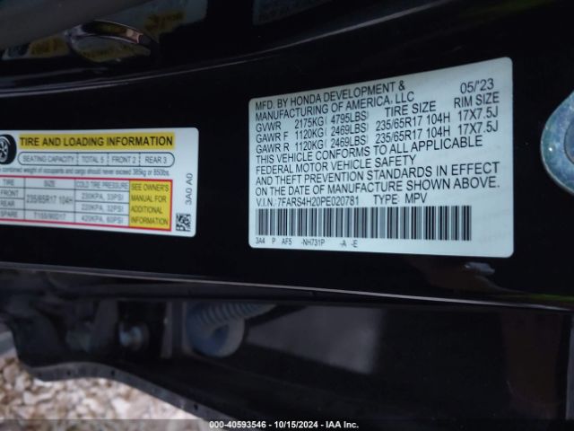 7FARS4H20PE020781 Honda Cr-v Lx Awd