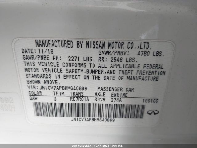 JN1CV7AP8HM640869 Infiniti Q50 2.0t Base