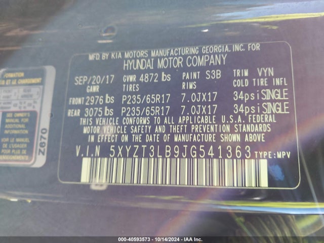 5XYZT3LB9JG541363 Hyundai Santa Fe Sport 2.4l
