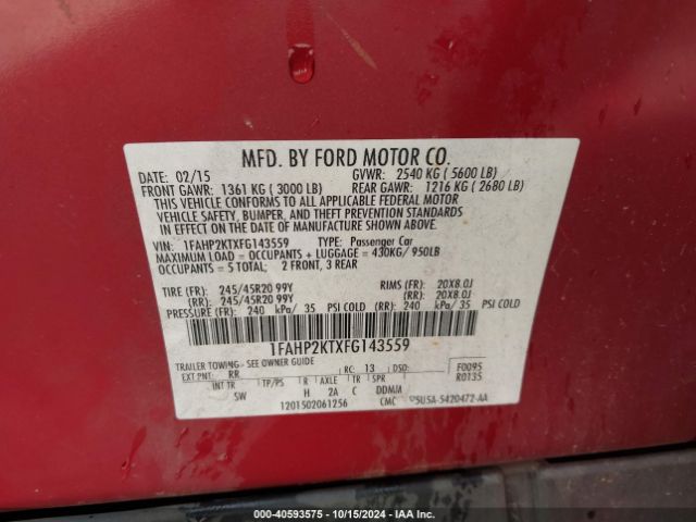 1FAHP2KTXFG143559 Ford TAURUS SHO